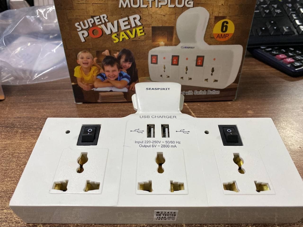 3+3 MULTIPLUG SOCKET WITH 2 USB PORT 2