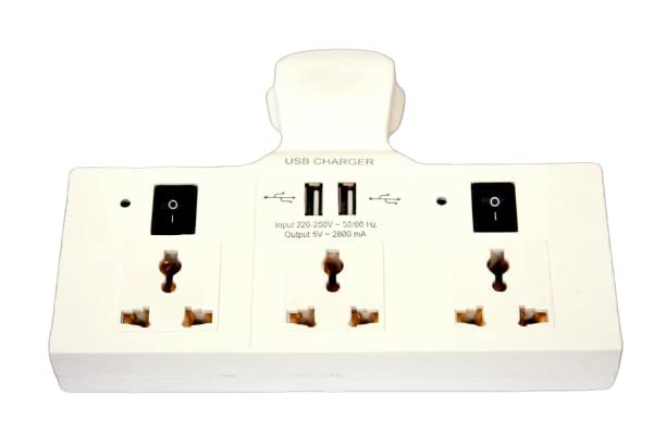 3+3 MULTIPLUG SOCKET WITH 2 USB PORT 3