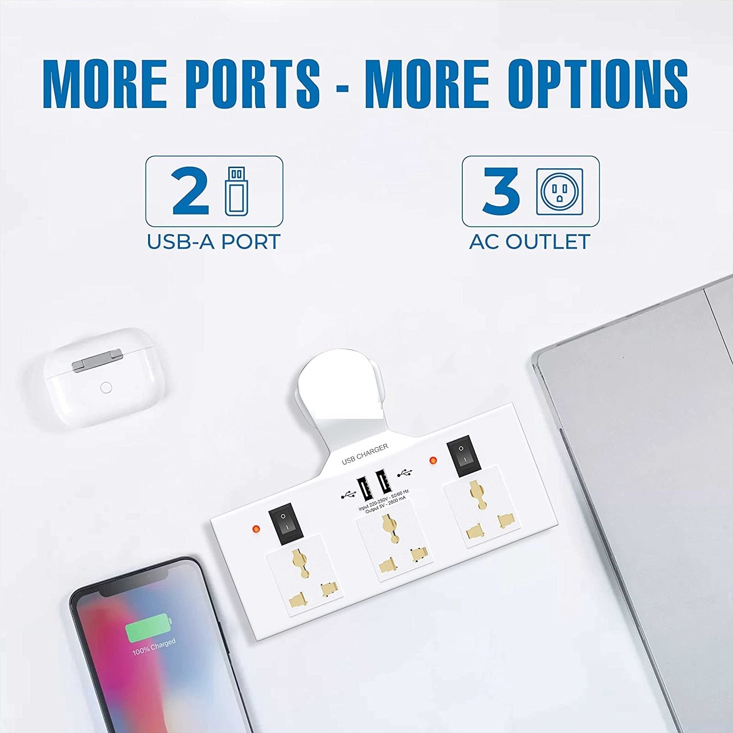 3+3 MULTIPLUG SOCKET WITH 2 USB PORT 6
