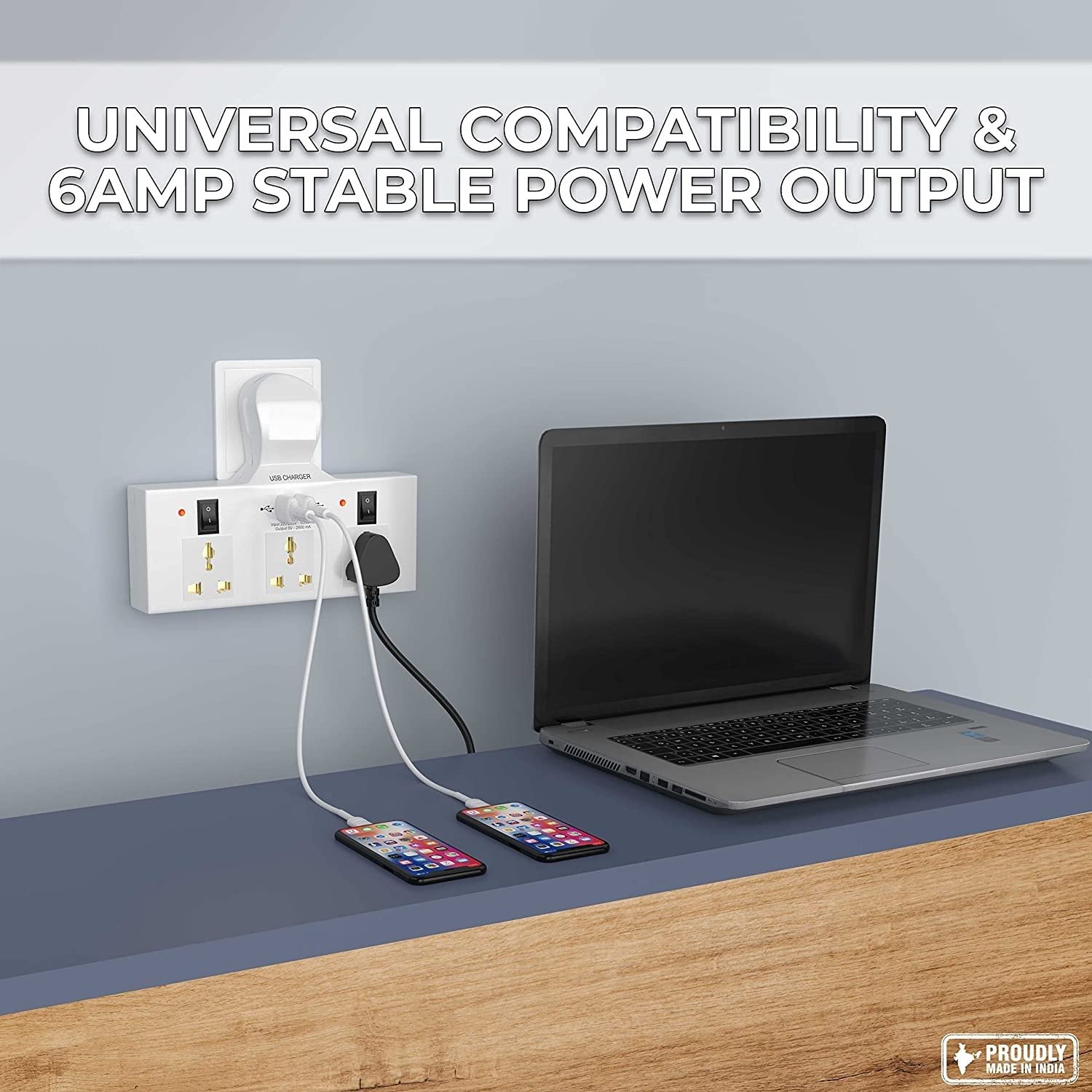 3+3 MULTIPLUG SOCKET WITH 2 USB PORT 8