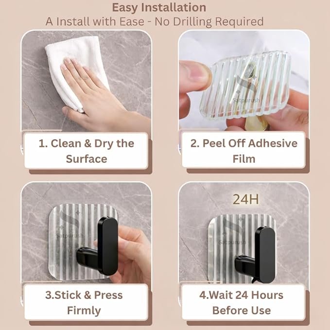 BLACK  WALL HOOK ( 4 PCS) 13