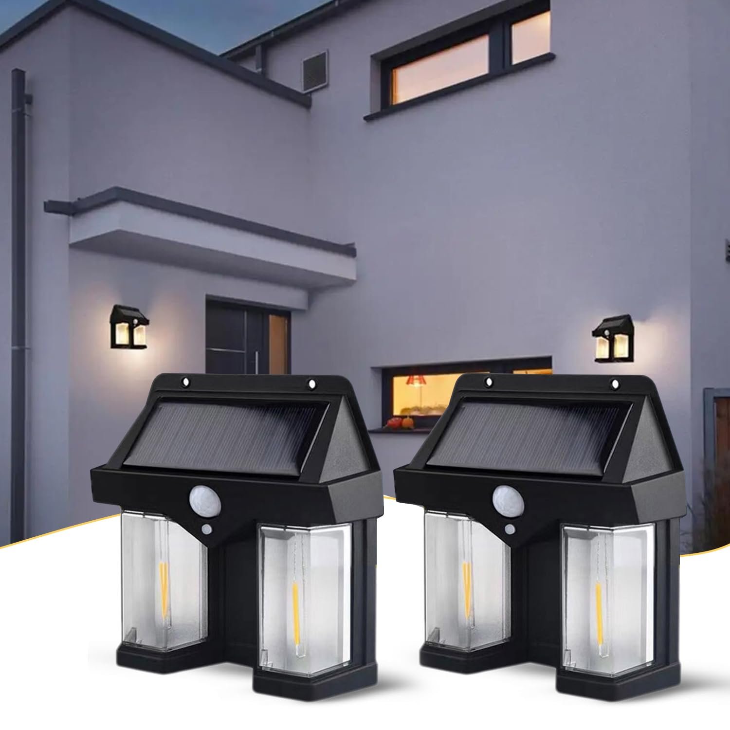 DUAL OUTDOOR SOLAR LIGHT WALL BULB 3