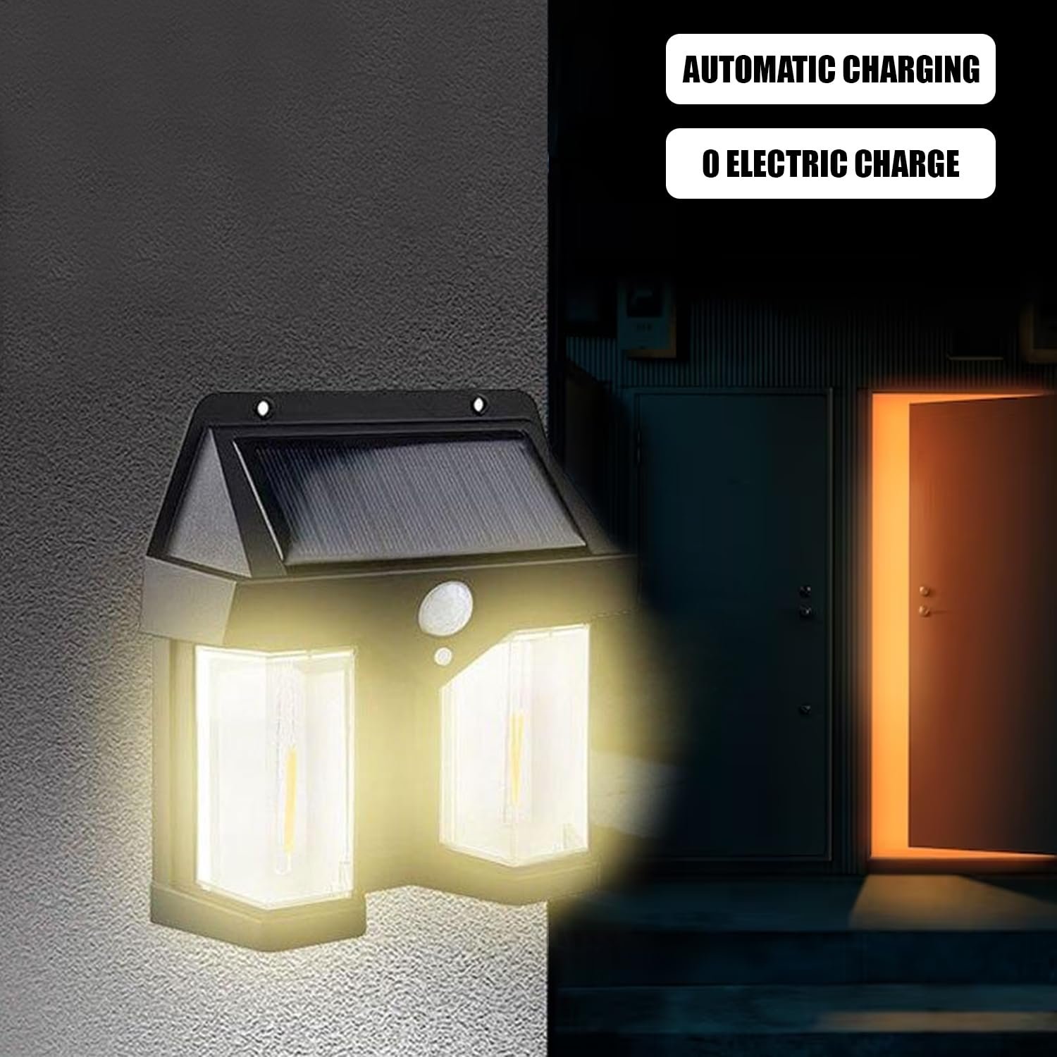 DUAL OUTDOOR SOLAR LIGHT WALL BULB 5