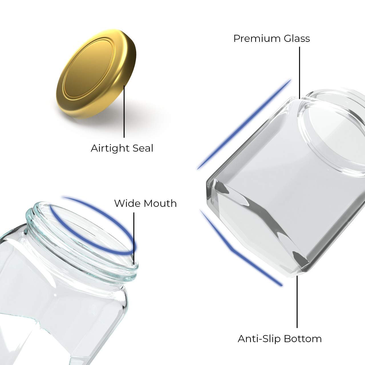 HEXAGON  GLASS JAR (250 ML)