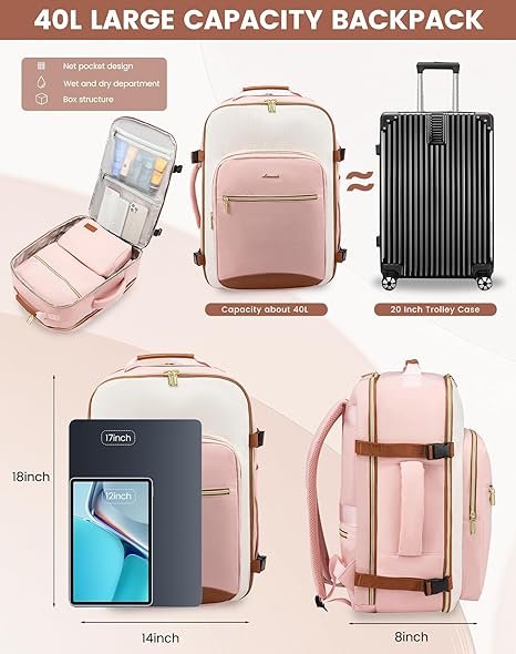 LARGE TRAVEL CARRY BAG OFFWHITE-PINK 3