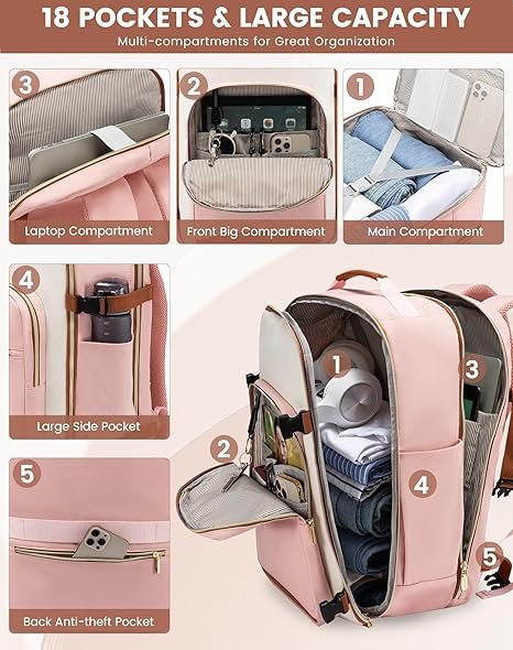 LARGE TRAVEL CARRY BAG OFFWHITE-PINK 4