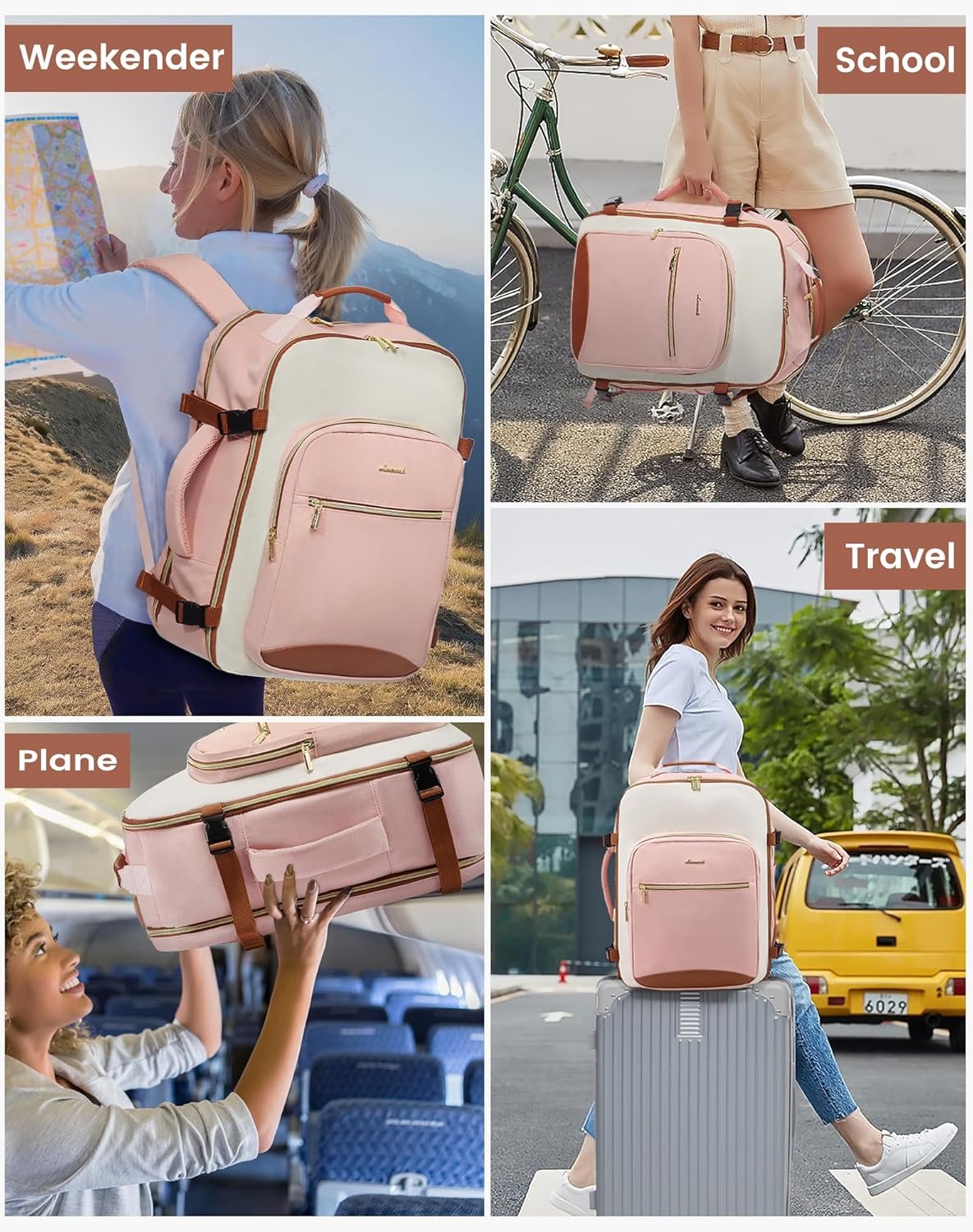 LARGE TRAVEL CARRY BAG OFFWHITE-PINK 5