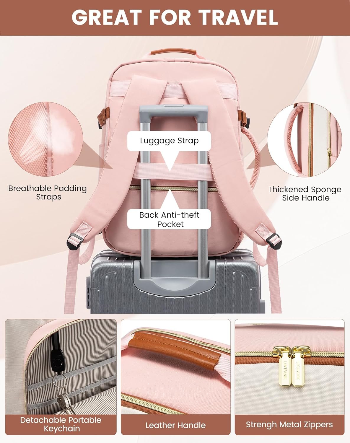 LARGE TRAVEL CARRY BAG OFFWHITE-PINK 6