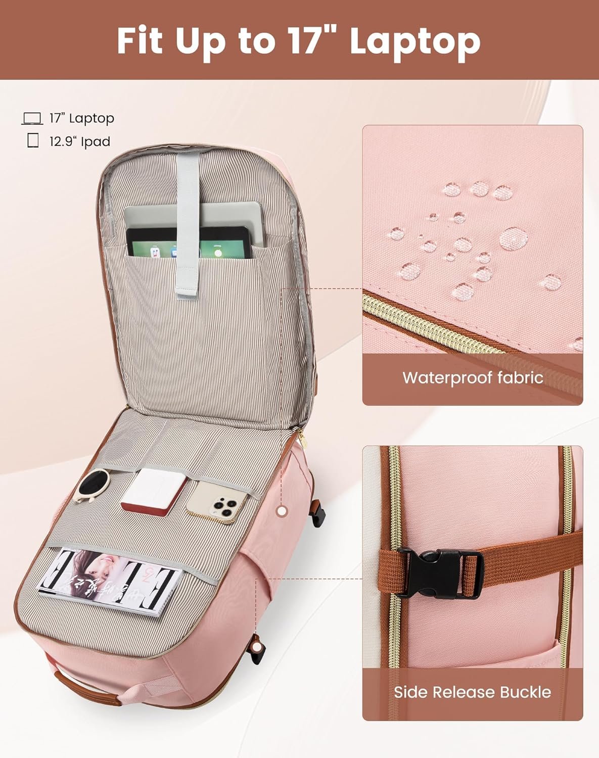 LARGE TRAVEL CARRY BAG OFFWHITE-PINK 7