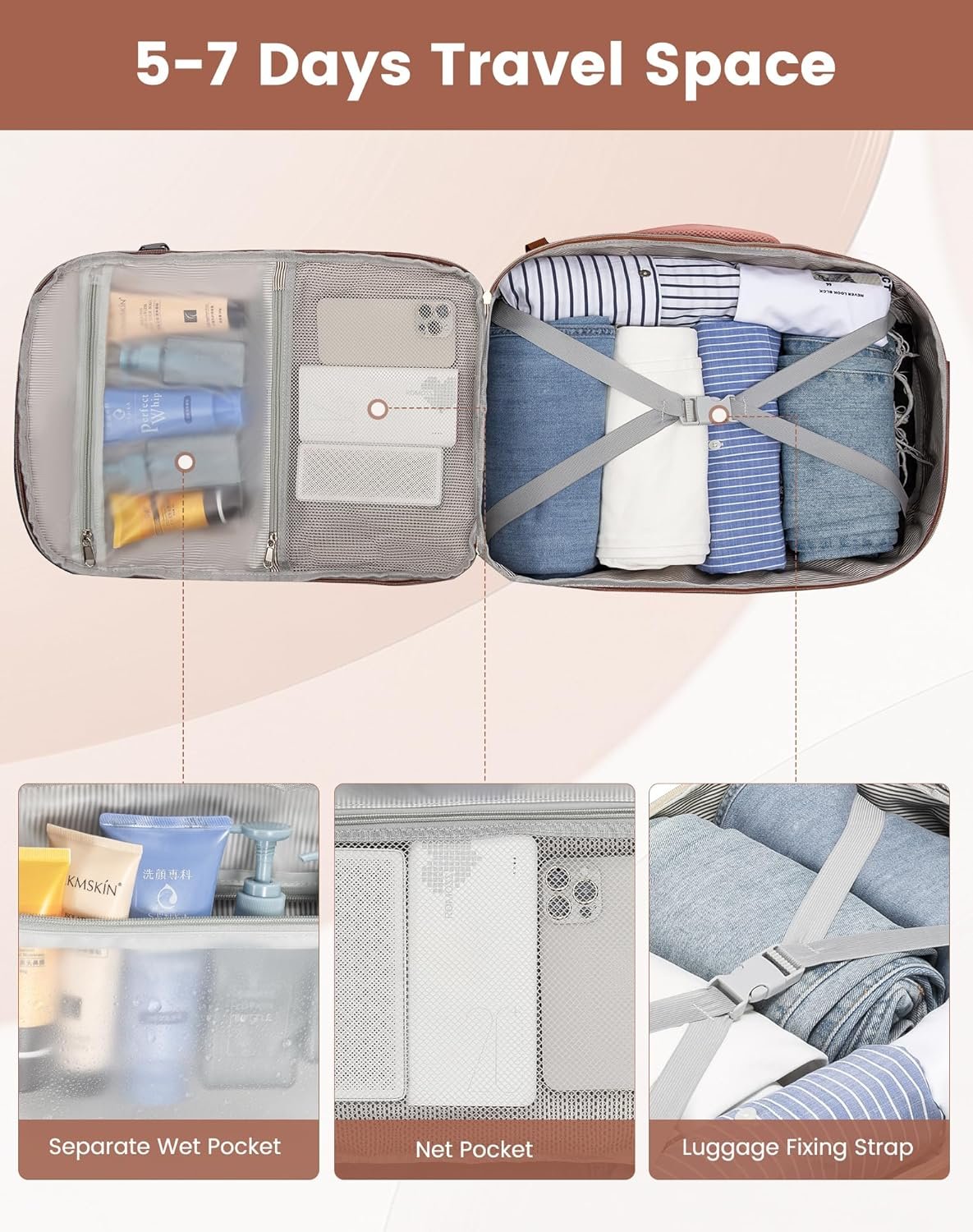 LARGE TRAVEL CARRY BAG OFFWHITE-PINK 8