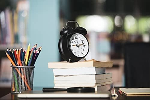 TWIN BELL ALARM CLOCK BLACK WHITE 3