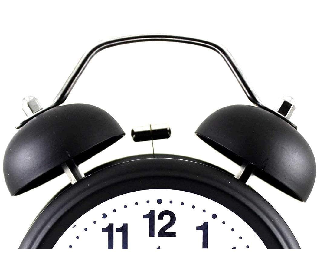 TWIN BELL ALARM CLOCK BLACK WHITE 4
